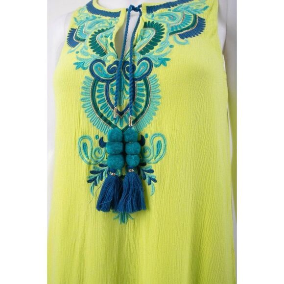 Lilly Pulitzer Womens Shift Dress Aubra XS Neon Green yellow Blue Embroidery - Picture 4 of 6